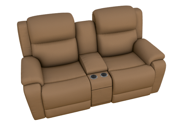 Dorian Power Reclining Loveseat w/ Headtilt & Lumbar and Console (i-Rivers Camel)