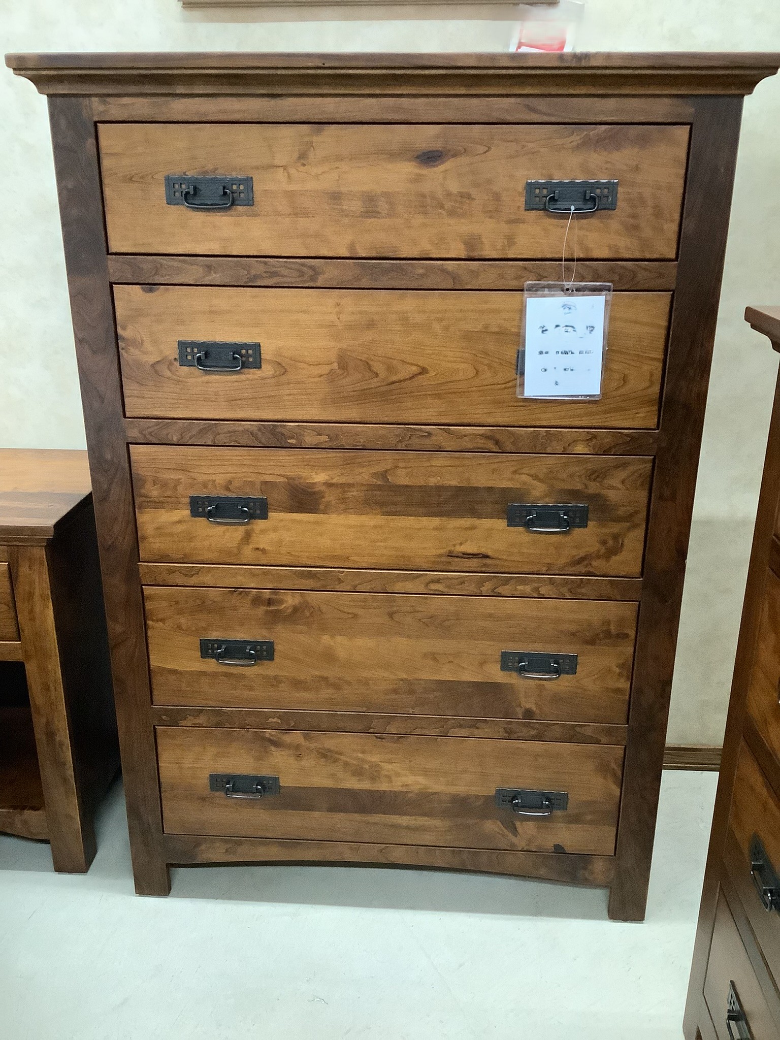 Canton 5 Drawer Tall Chest (Rustic Cherry/Michaels Cherry)